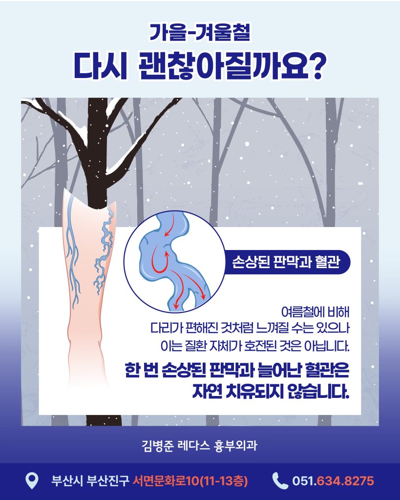 가을, 겨울이 되어도 한 번 손상된 판막과 늘어난 혈관은 자연 치유되지 않는다.